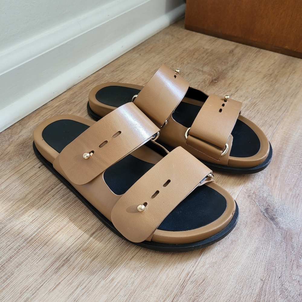 Mercedes Castillo Samira Adjustable Double Band Leather Slides - Picture 6 of 9